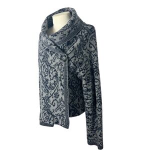 A.Ida wool blend sweater size L wrap style cowl neck blue gray made in Italy